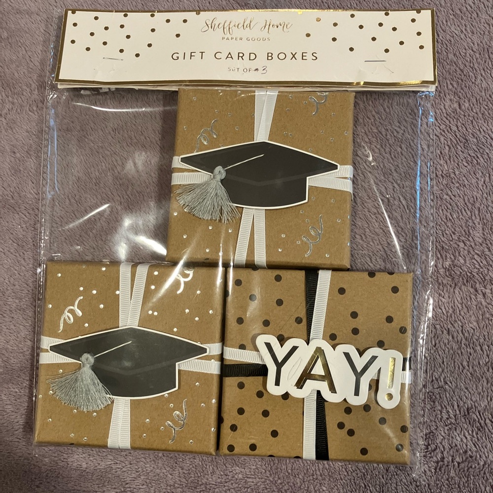 *3/$20* 3 GRADUATION GIFT CARD BOXES BY SHEFFIELD HOME. BRAND NEW IN PACKAGE.